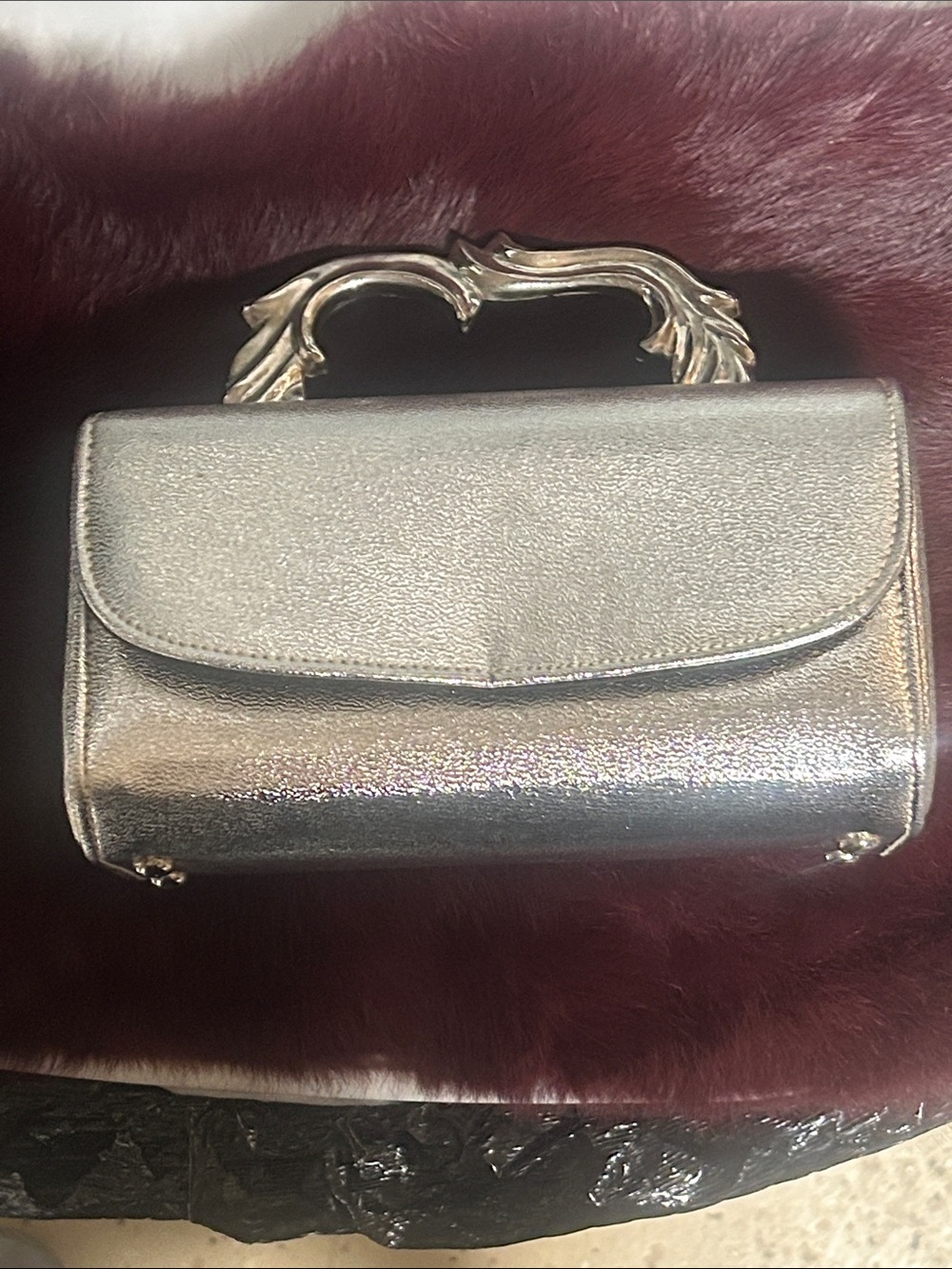 Heavy Metal Silver handle Women's evening bag